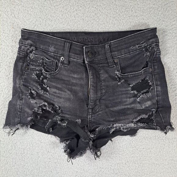 American Eagle Outfitters Shorts Women's 6 Black Next Level Stretch Cutoff 27W - Picture 1 of 10